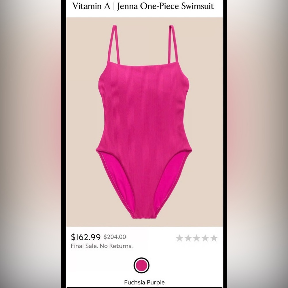 NWT Vitamin A Jenna Pink One-Piece Swimsuit